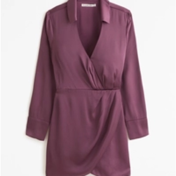 New Abercrombie Long-Sleeve Wrap Dress size small dark purple - Picture 2 of 2